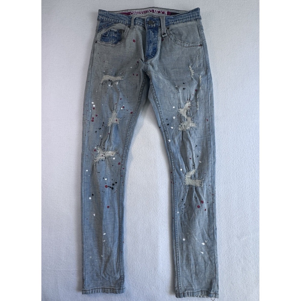 Smugglers Moon Jeans Speak Easy & Tred Carefully Mens 32x32 Paint Distressed - Picture 3 of 10